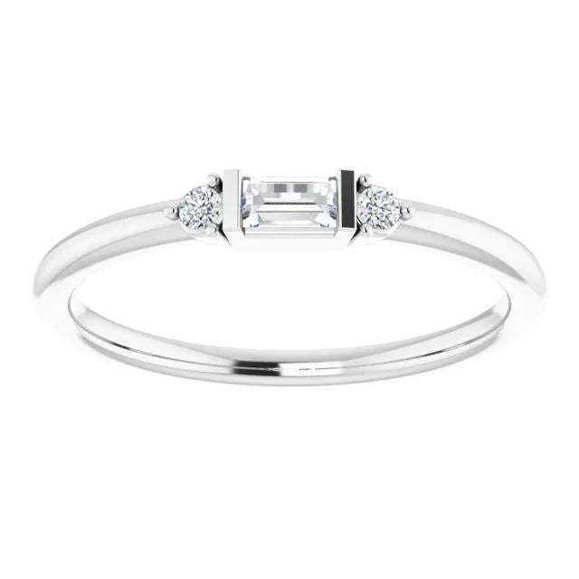 Natural Earth Mined Diamond Three Stone Ring 0.70 Carats White Gold 14K