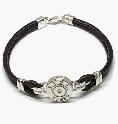 Pulsera replica culata personalizada en plata con tus letras y calibre de la firma  Joyas de Caza en Madrid