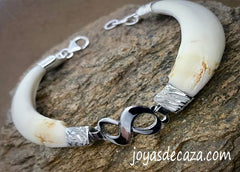 pulsera colmillos hembra jabali infinito con plata