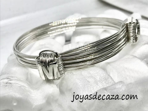 pulsera hilos de plata nudos corredizos personalizada