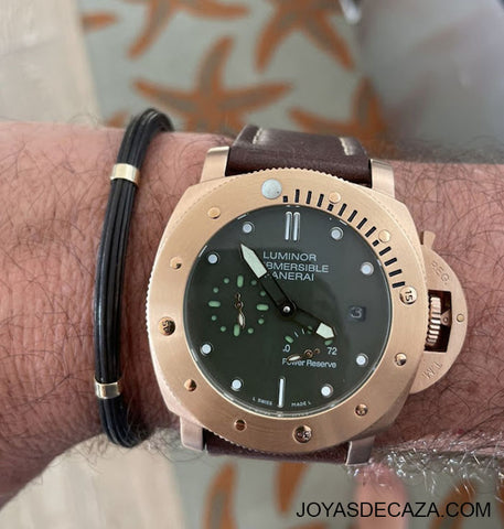 pulsera pelo en oro tubo redondo con Panerai Luminor Submersible 1950 3 Days Automatic Bronzo