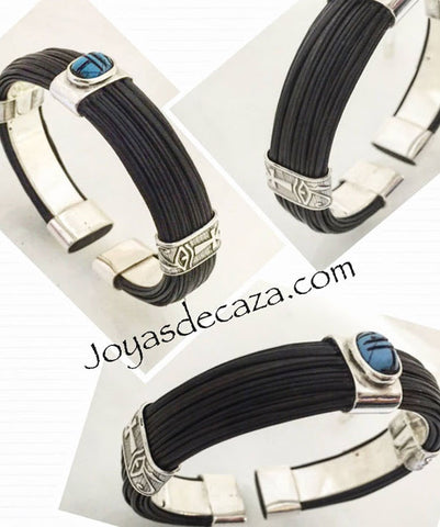 pulsera pelo bufalo motivo egipto en plata