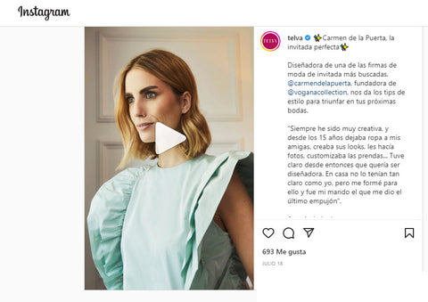 Instagram Revista Telva La sevillana Carmen de la Puerta diseñadora de Vogana nos revela sus tips de invitada 