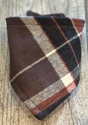 Chocolate Brown Plaid Flannel - Brewer's Bandanas