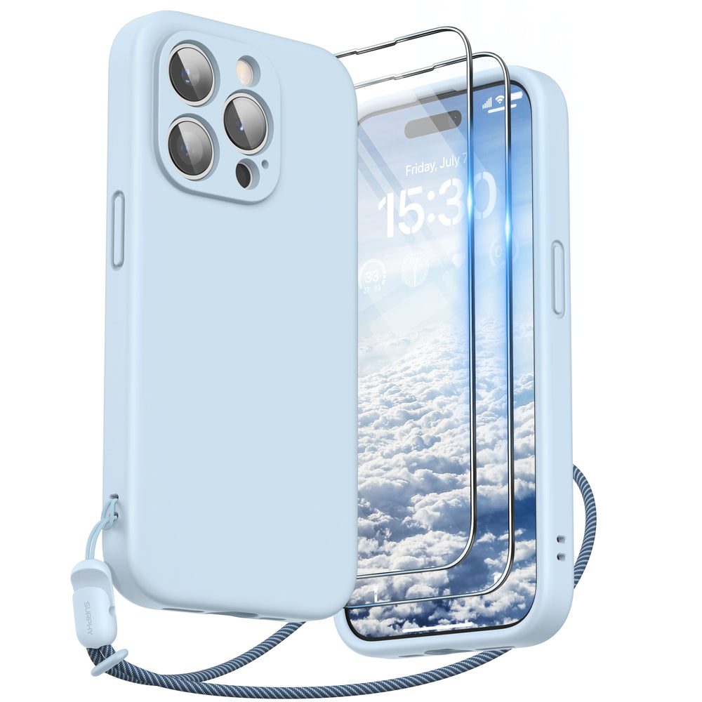 Luxury Cute Lanyard Liquid Silicone Phone Case For iPhone 15 14 13 12 11 Pro  SE