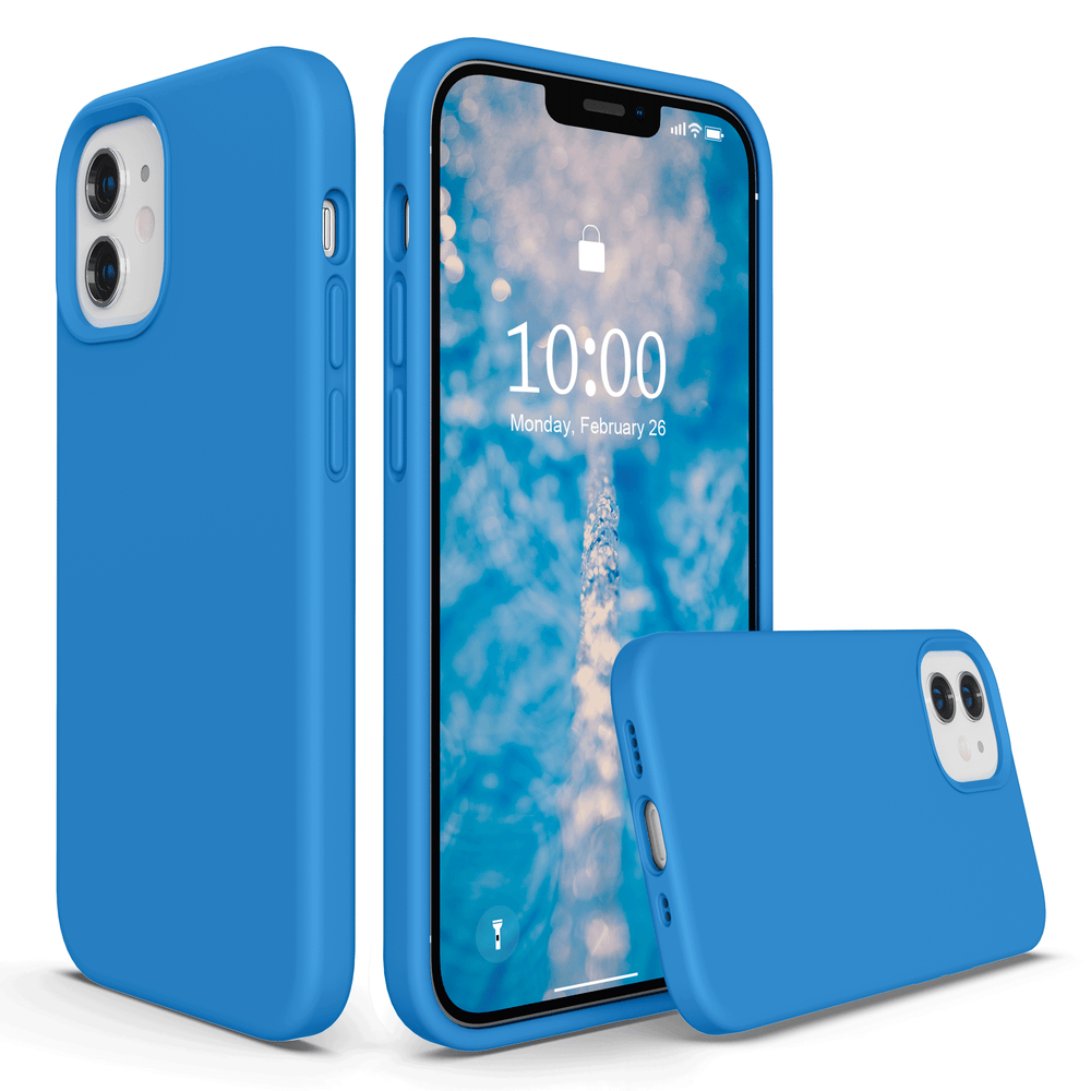 Compatible with iPhone 13 Mini Case Light Blue Silicone with Screen  Protector [6ft Drop Tested] Slim Protective Phone Cover w/Microfiber Lining  for