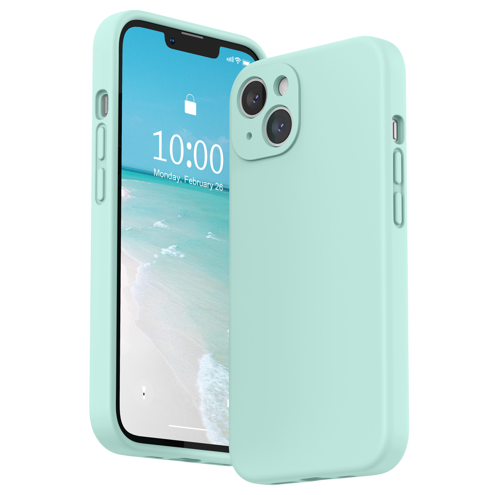  lunhaifi Self-Contained Stand Silicone Case Cover for  iPhone,Lens Film Case with Mirror Protection Holder for iPhone, Clear Phone  Case for iPhone 12 13 14 Pro Max (Light Green,for iPhone 12PROMAX) 