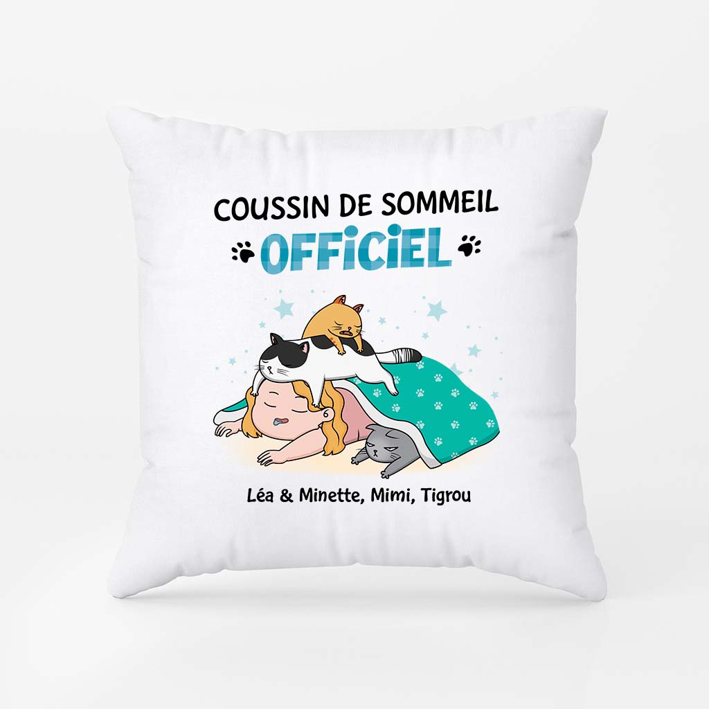 Coussin De Sommeil Officiel Version Chats Paresseux - Cadeau Personnalisé | Coussin Pour Amoureux Des Animaux - Vive La Mode product image