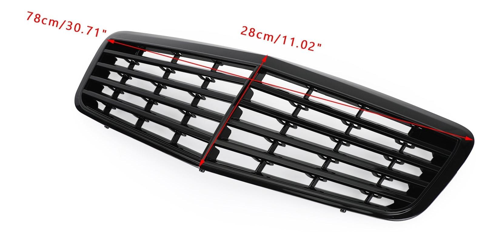 Grille de pare-chocs avant Mercedes Benz Classe E W211 E350 E500 E63 AMG 2007-2009 Grille noire brillante