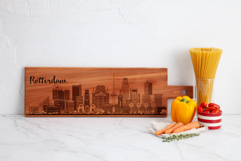 Rotterdam, Skyline, Serving Board, Woody Buddy, modern, night