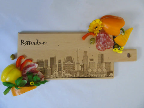 Rotterdam, skyline, serving board, netherlands, woody buddy