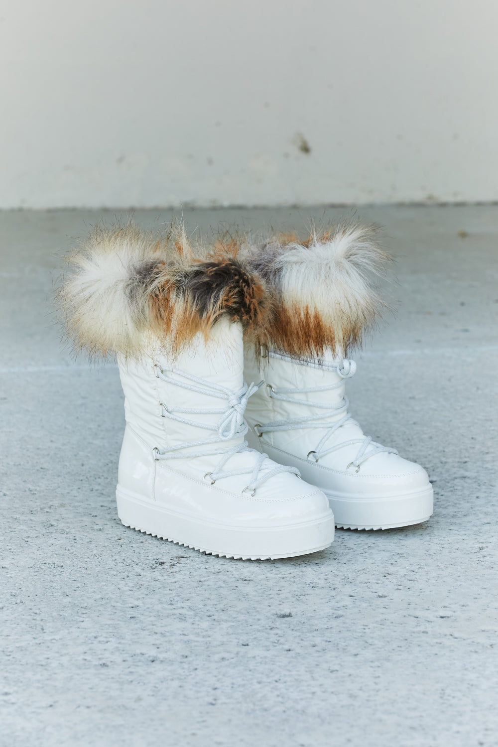 Lace-Up Faux Fur Platform Snow Boots