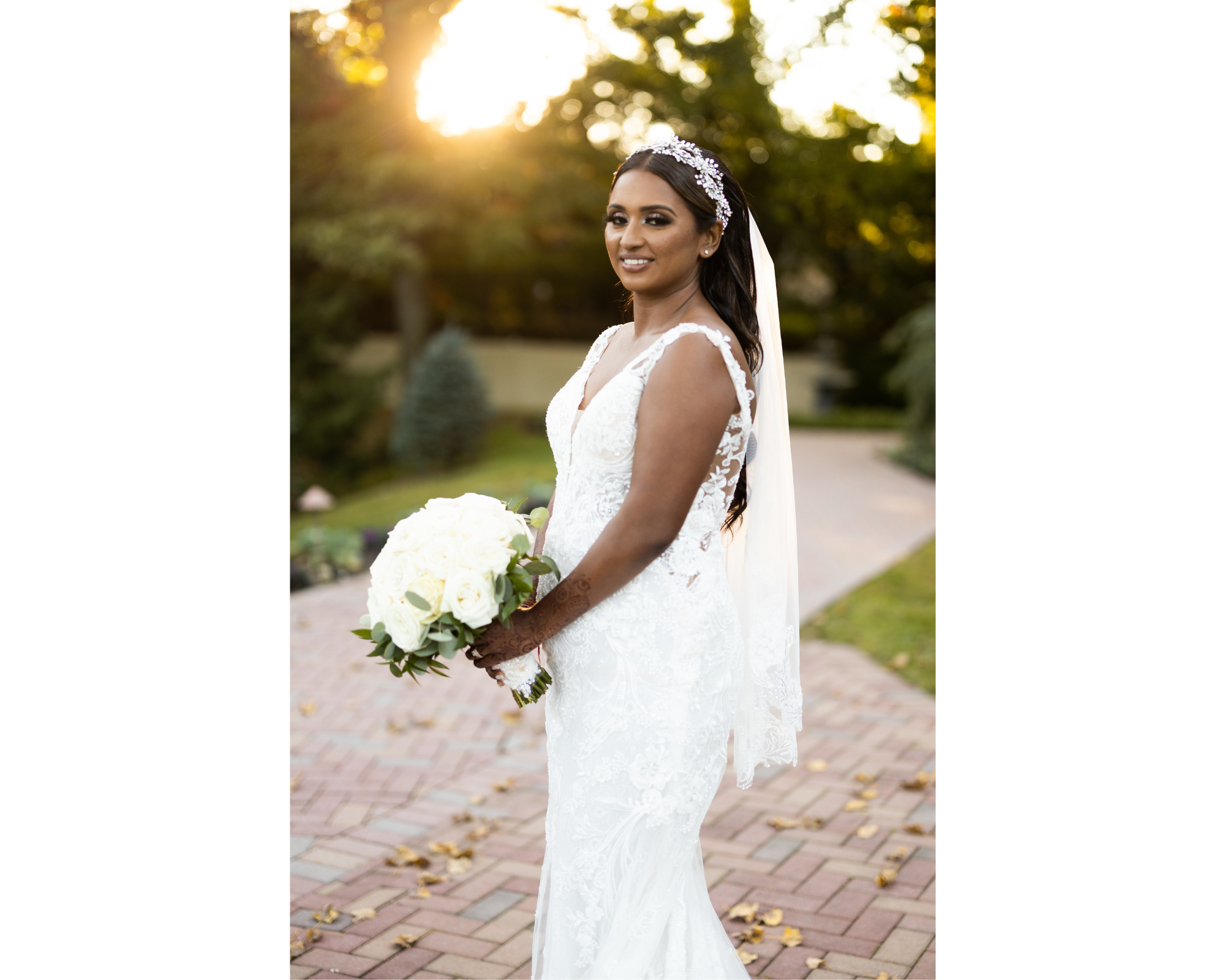 Stunning bride Avita's gorgeous, sparkly wedding day makeup and Swarovski crystal headband.