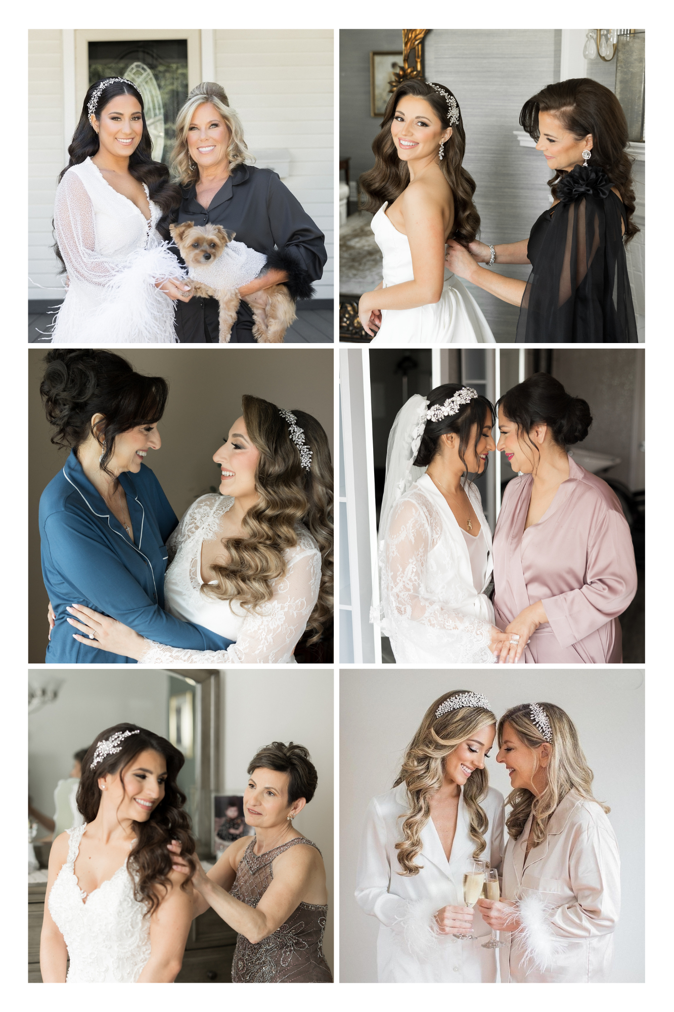 Seven pictures of brides sharing special wedding day moments with their moms.