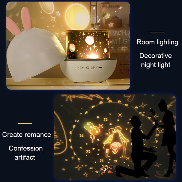 CHOCHO Bunny Rabbit Rotating Projection Music Light with Bluetooth Speaker