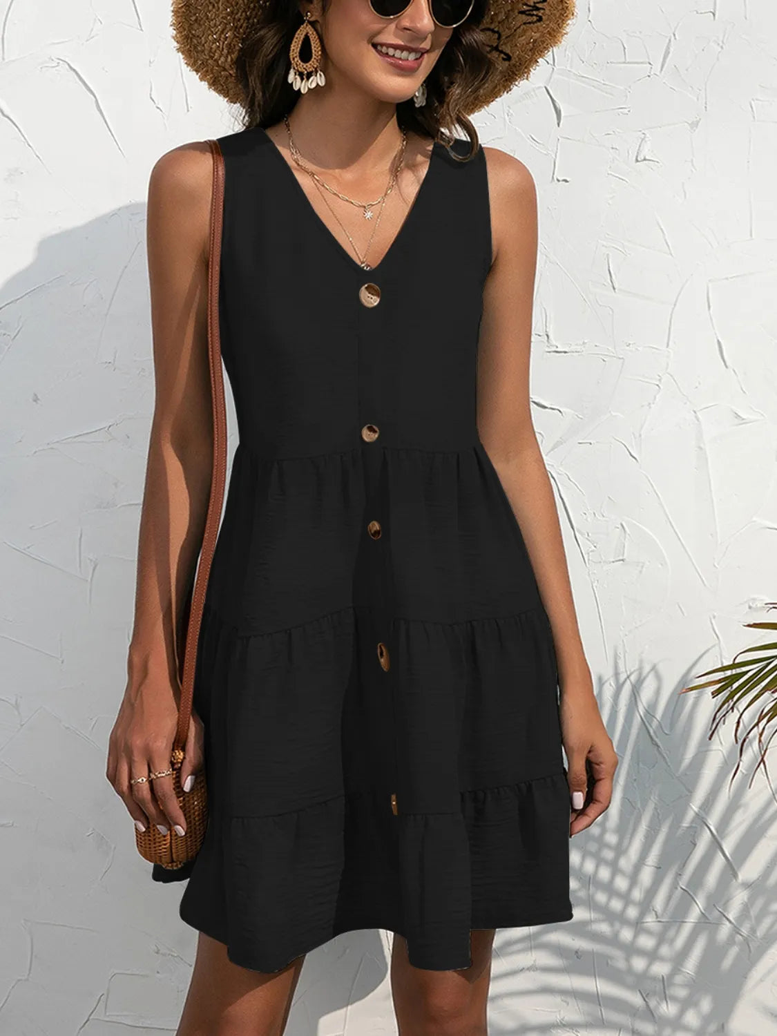 V-Neck Sleeveless Mini Dress