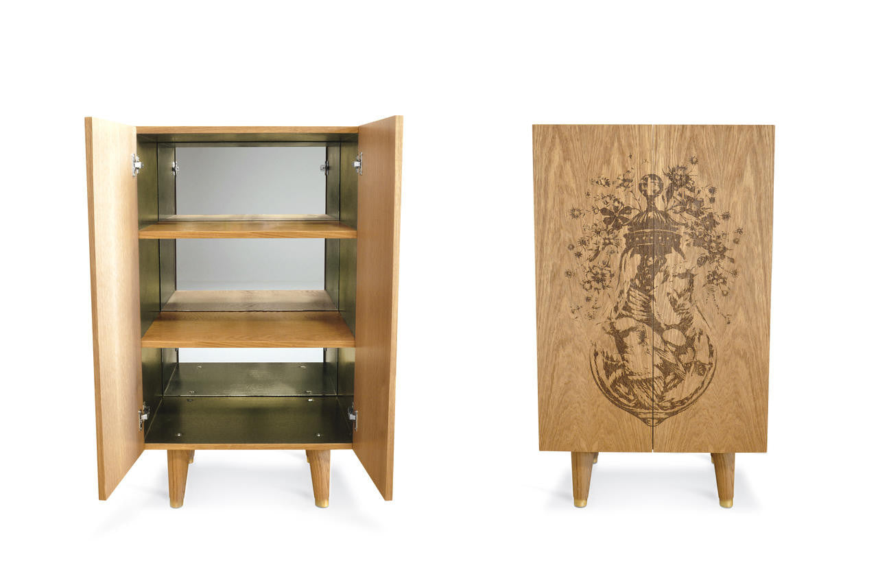 Oak Ornithological Sketch Cabinet