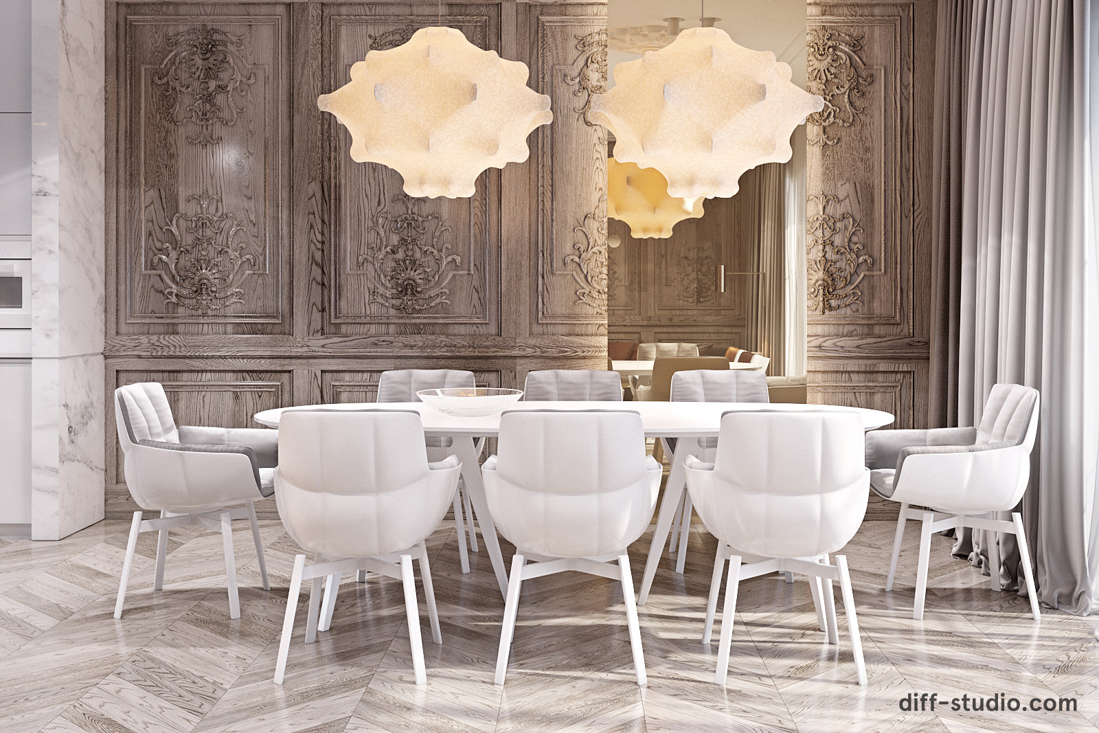 white dining table set