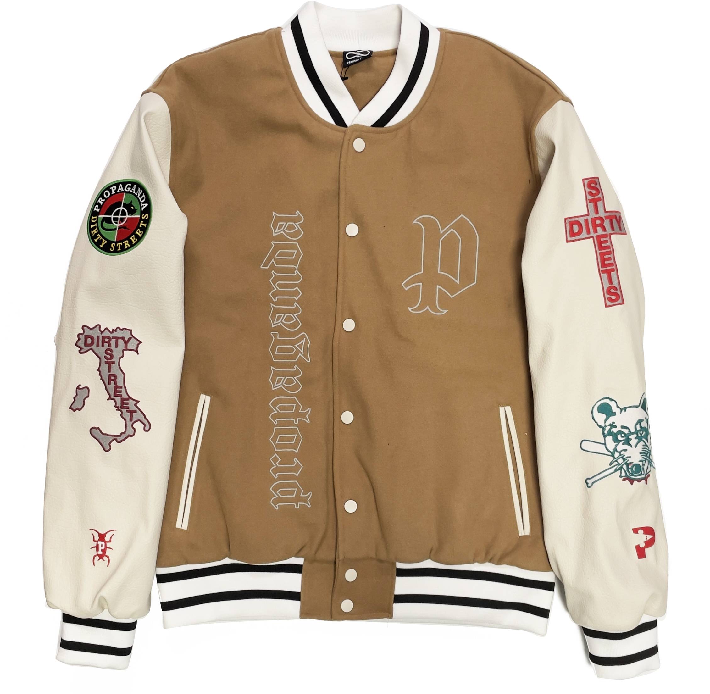 Propaganda Giacca Dirty Street College Jacket Wool Dirty Camel Beige ...