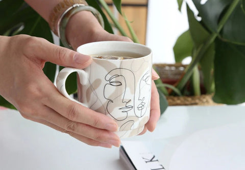 Smug Mischief Face Line Drawing - Face Line Drawing - Mug