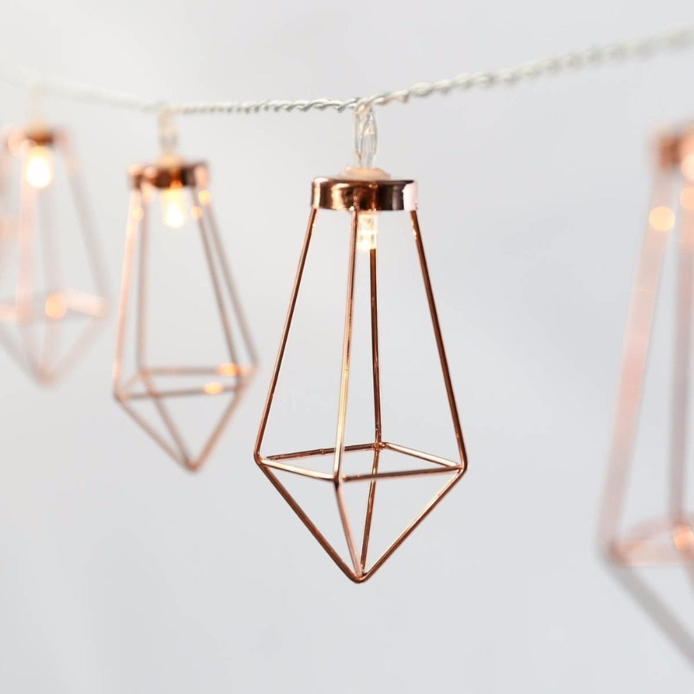 copper geometric fairy lights