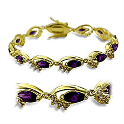 Brass Gold AAA Grade CZ Amethyst Bracelet