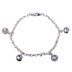 B7104 Swarovski Elements Crystal Ball & Chain Rhodium Plated Bracelet