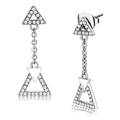 CJ068 Wholesale Women's Stainless Steel AAA Grade CZ Clear Triangle Drop Earrings