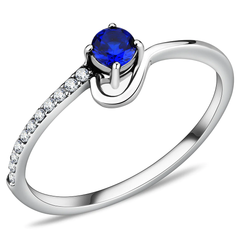 CJ114 Wholesale Women's Stainless Steel AAA Grade Cubic Zirconia London Blue Solitaire Minimal Ring