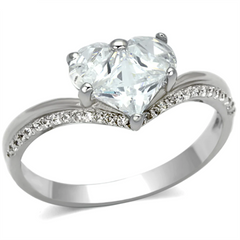 CJ118 Wholesale Women's 925 Sterling Silver Rhodium AAA Grade CZ Clear Heart Ring