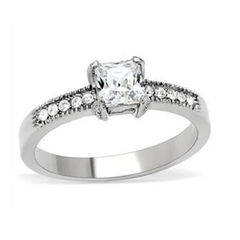 CJ154TK Wholesale Stainless Steel Princess Cut Cubic Zirconia Vintage Inspired Engagement Ring