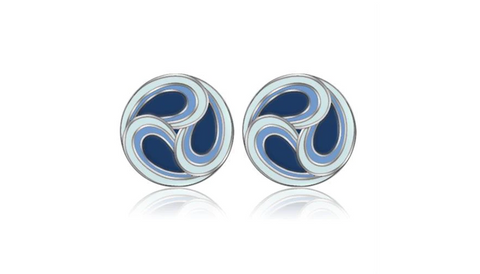 CJ192TK Stainless Steel Waterdrop Swirl Blue Gradient Enamel Stud Earrings