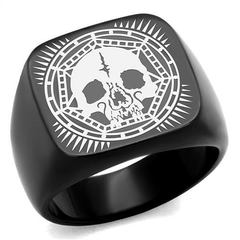 CJ2306 Wholesale Men's Stainless Steel IP Black Skull Ring