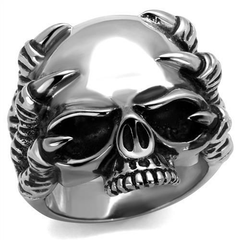 CJ2323 Wholesale Men's Stainless Steel Epoxy Jet Skull Claws Ring
