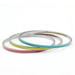 CJ241 Wholesale Women's Stainless Steel High polished Multi-color Bangles