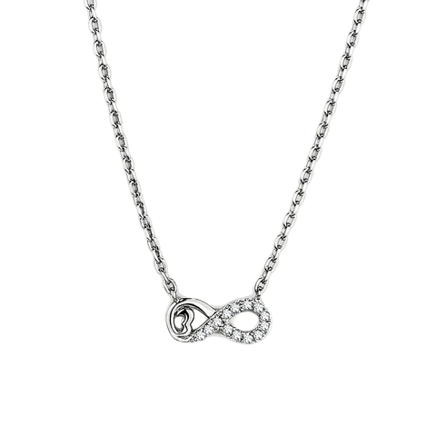 CJ2885 Wholesale Women's Stainless Steel High Polished AAA Grade CZ Clear Infinity Necklace