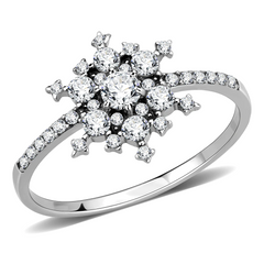 CJ317 Wholesale Women's Stainless Steel AAA Grade CZ Clear Minimal Snowflake Ring