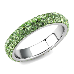 CJ3537 Wholesale Women's Stainless Steel Top Grade Crystal Peridot Infinite Sparkle Ring