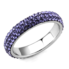 CJ3540 Wholesale Women's Stainless Steel Top Grade Crystal Tanzanite Infinite Sparkle Ring