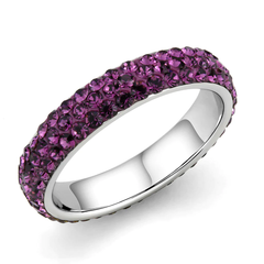 CJ3541 Wholesale Women's Stainless Steel Top Grade Crystal Amethyst Infinite Sparkle Ring