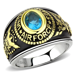 CJ3725 Wholesale Unisex Stainless Steel Two-Tone IP Gold Synthetic Sea Blue United States Air Force Military Ring.png