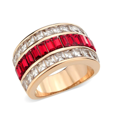 Stainless Steel IP Rose Gold Red Top Grade Crystal Ring
