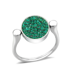 CJ385405 Wholesale Women's Stainless Steel Top Grade Crystal Round Emerald Ring