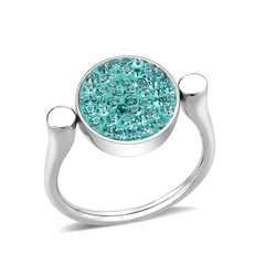 CJ385412 Wholesale Women's Stainless Steel Top Grade Crystal Round Blue Zircon Ring