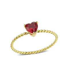 CJ3858 Wholesale Women's Stainless Steel Heart Siam Minimal Ring