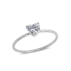 CJ3859 Wholesale Women's Stainless Steel AAA Grade CZ Clear Heart Ring