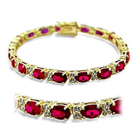 CJ415505 Wholesale Women's Brass Rhodium IP Gold Synthetic Ruby Bracelet