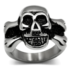 CJ474 Wholesale Men's Stainless Steel Crossbones Skull Ring