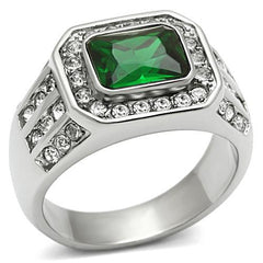 CJ495 Wholesale Men's Stainless Steel Synthetic Emerald Ring