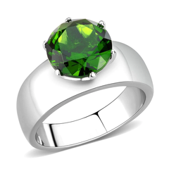 CJ52008 Wholesale Women's Stainless Steel Synthetic Peridot Round Solitaire Ring